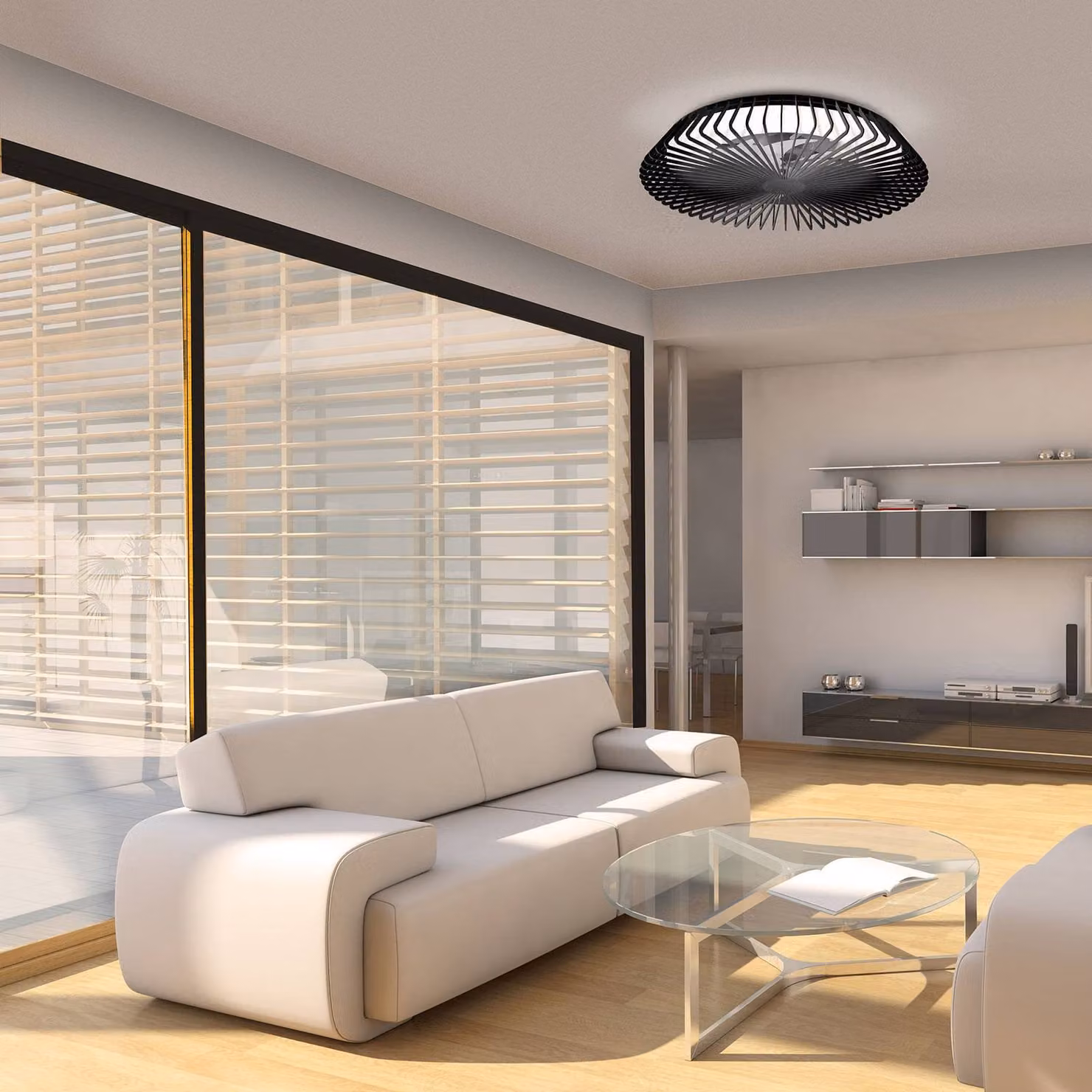 Mantra Iluminación Ventilatore da soffitto LED Smart Himalaya, nero, DC, silenzioso dimmerabile, Nero, Soggiorno / Sala da pranzo, Metallo, Moderno