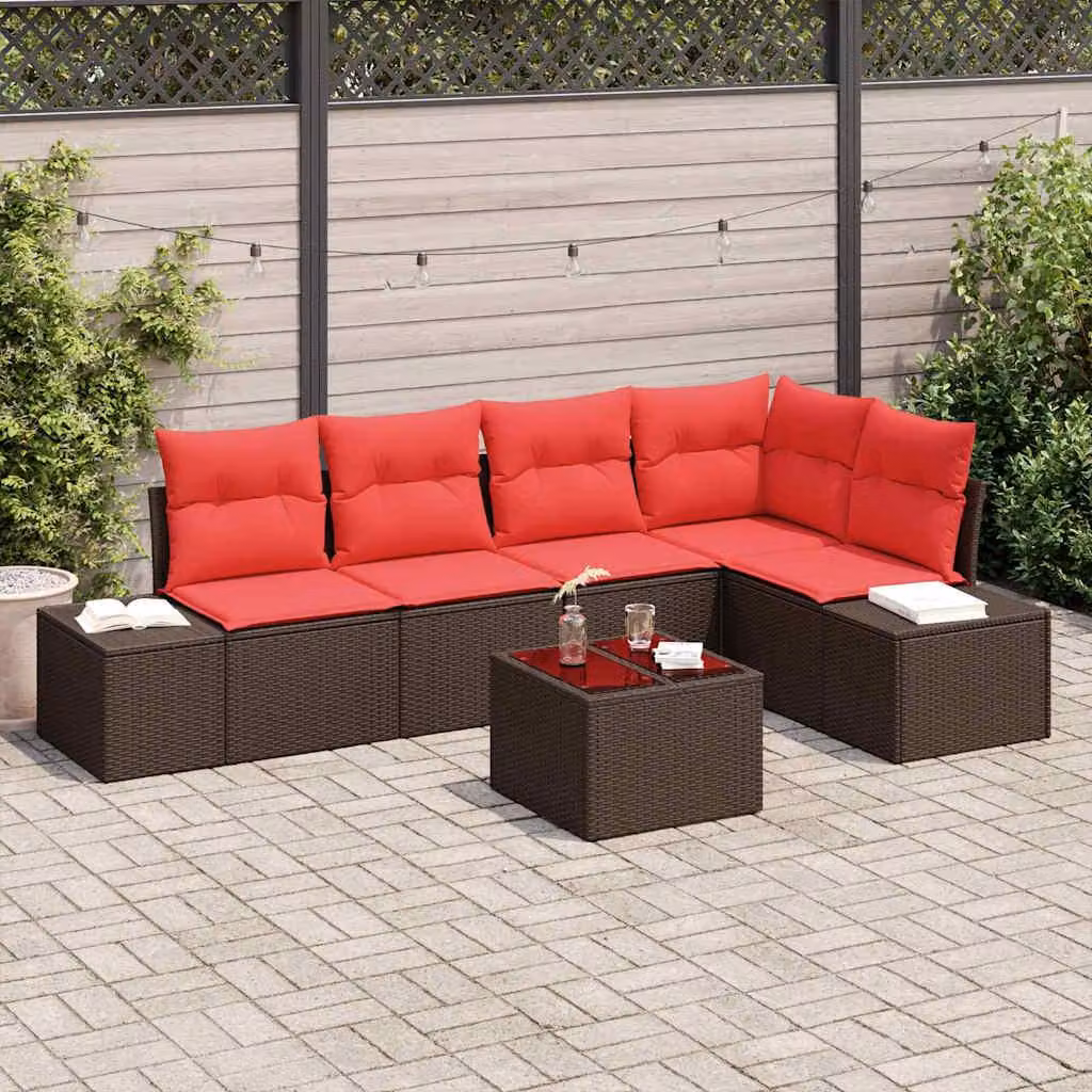 Maison Exclusive - Set da giardino con divano a 6 posti, color marrone, in rattan sintetico