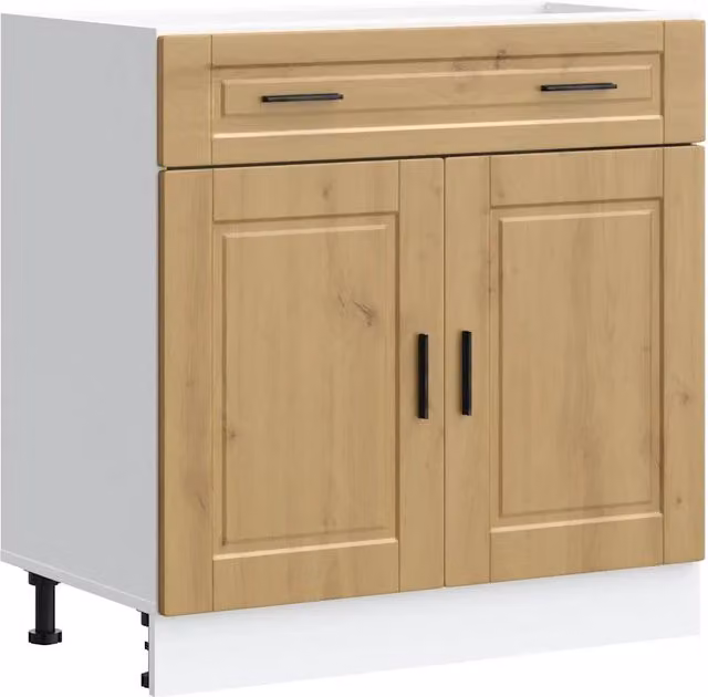 Base da cucina Porto in legno multistrato e MDF color rovere, design moderno opaco, L: 81,5 cm, H: 46 cm, P: 80 cm
