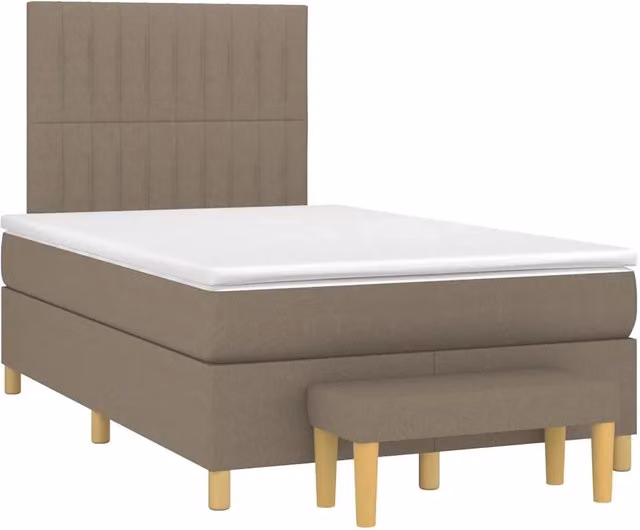 Letto Ibrido con Giroletto a Molle e Materasso vidaXL in Legno e Tessuto, Colore Beige, Bianco e Marrone, L/P/H: 120 x 200 cm