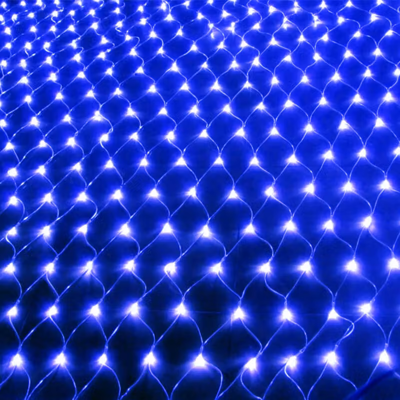 3X2M 200 LED fata luci rete luce blu modalità luce continua tenda festa interna balcone decorazione illuminazione di Natale