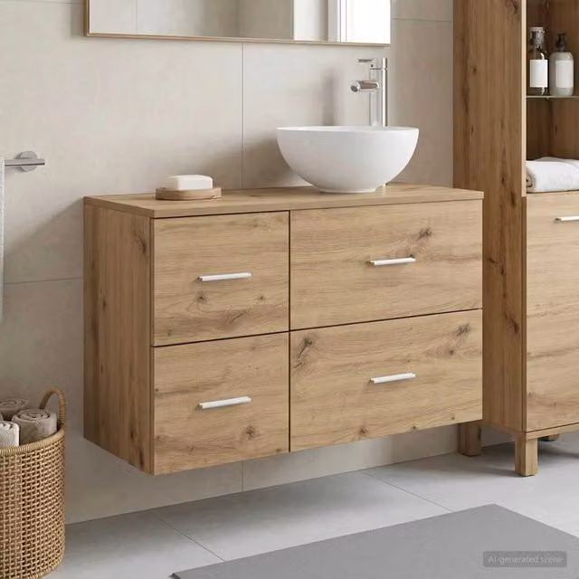 Set di mobili per il bagno 2 pz Rovere Artigianale 3403959
