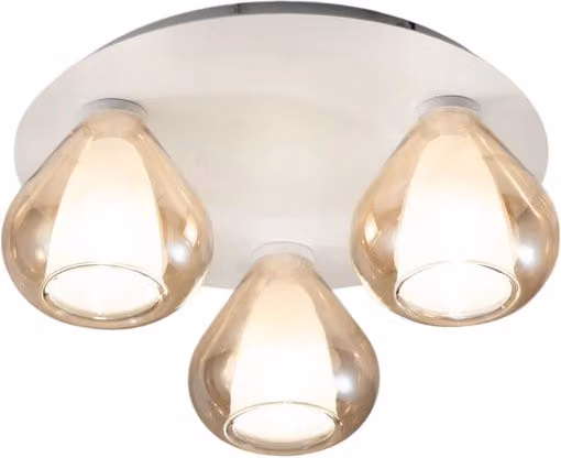 Lila - Lampada da soffitto rotonda d.40cm Fabas Luce - Applique con 3 lampadine led E27 MAX 40W - Ambra