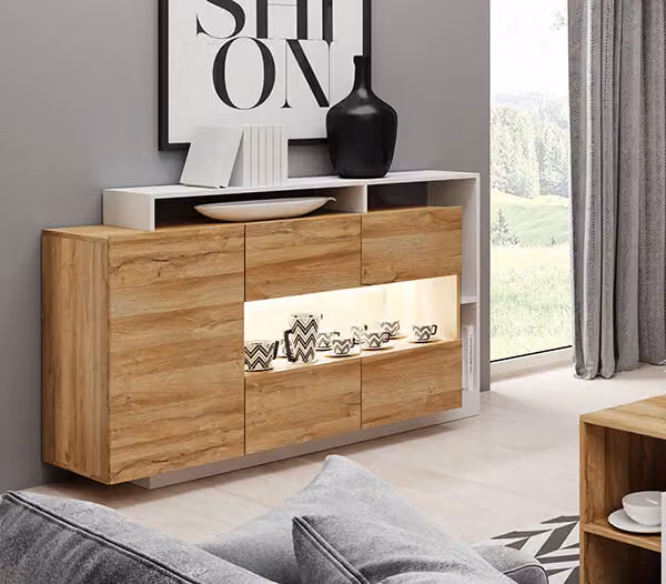 Cassettiera Sideboard 155cm rovere bianco Grand