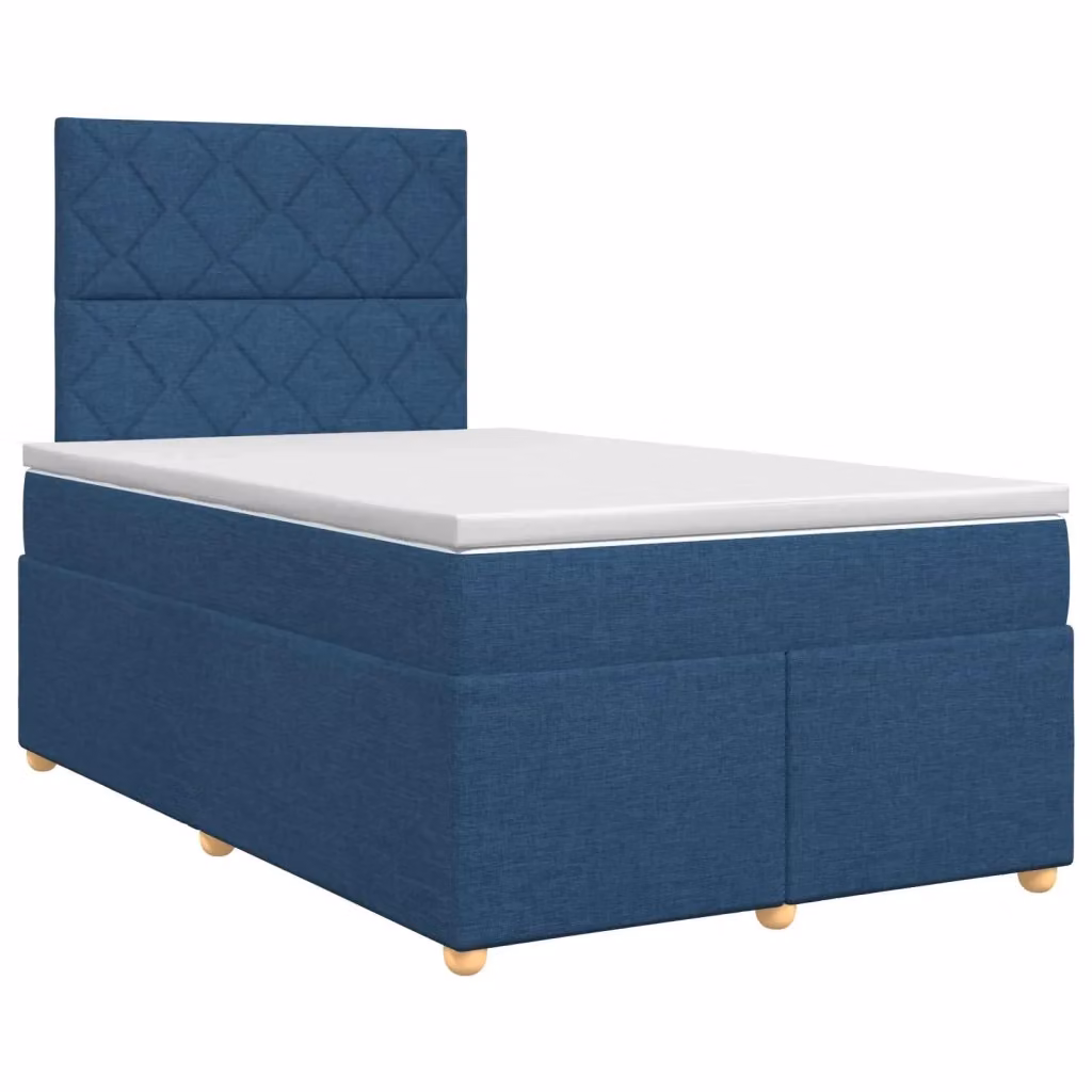 Letto box spring con materasso ibrido vidaXL in tessuto blu e bianco L/P: 120 x 200 cm – 2