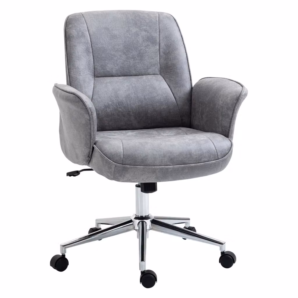 Sedia da Ufficio Ergonomica Girevole con Braccioli in Tessuto Grigio L: 67 cm, P: 69 cm, H: 92-102 cm – 2