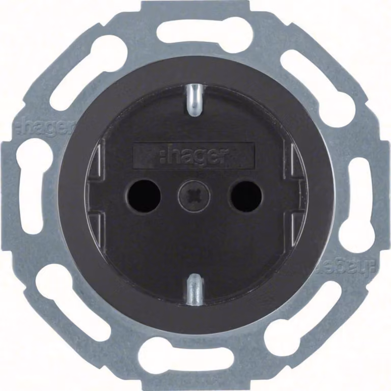 Presa Hager 1930/vetro, protezione anti-contatto potenziata, nera, 1 pz.