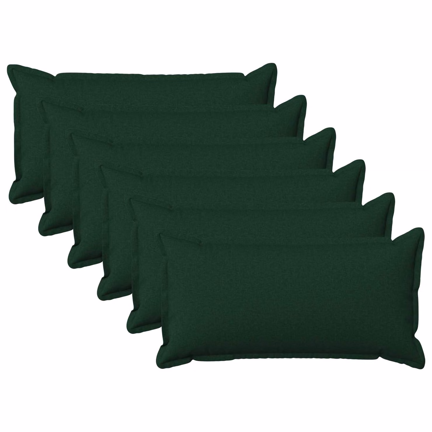 Set di 6 cuscini rettangolari vidaXL HOUTEN in lino verde scuro con fodera lavabile e rimovibile