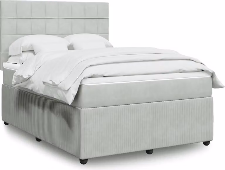 Maison Exclusive - Giroletto a Molle con Materasso Grigio Chiaro 140x190cm Velluto