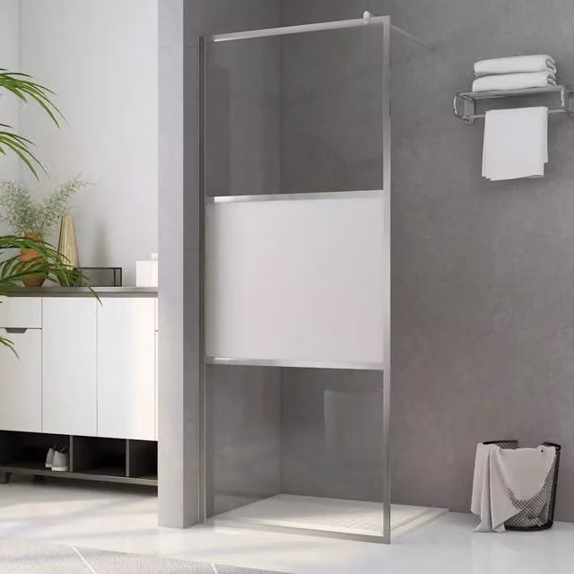 Parete per doccia walk-in fissa vidaXL in vetro semi smerigliato bianco e trasparente L: 80 cm, H: 195 cm