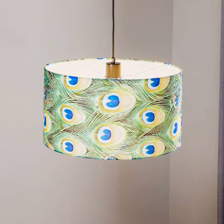 Lampada a sospensione Pfau BRITOP, dimmerabile, Verde, Soggiorno / Sala da pranzo, Tessuto / Stoffa / Seta, Lampada a sospensione