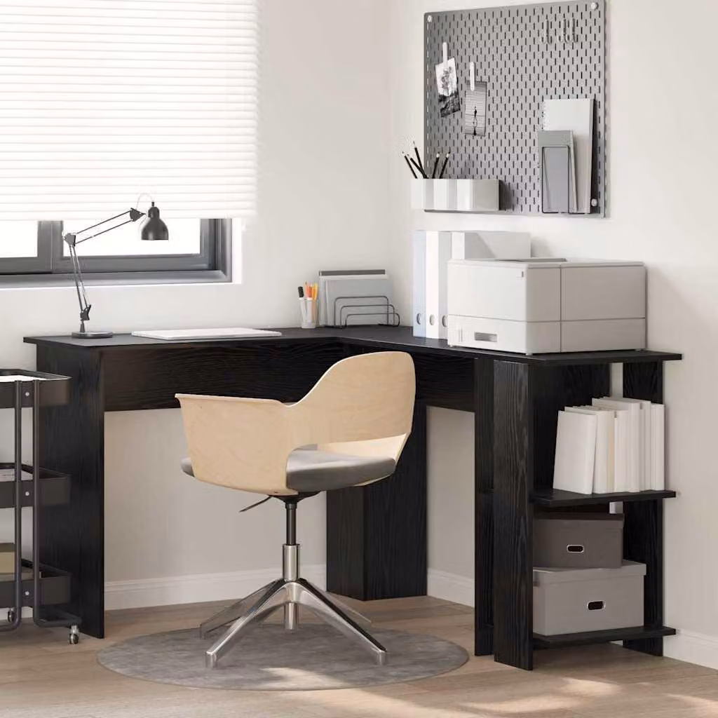 Maison Exclusive - Scrivania angolare, finitura effetto legno noce nero, realizzata in materiale composito