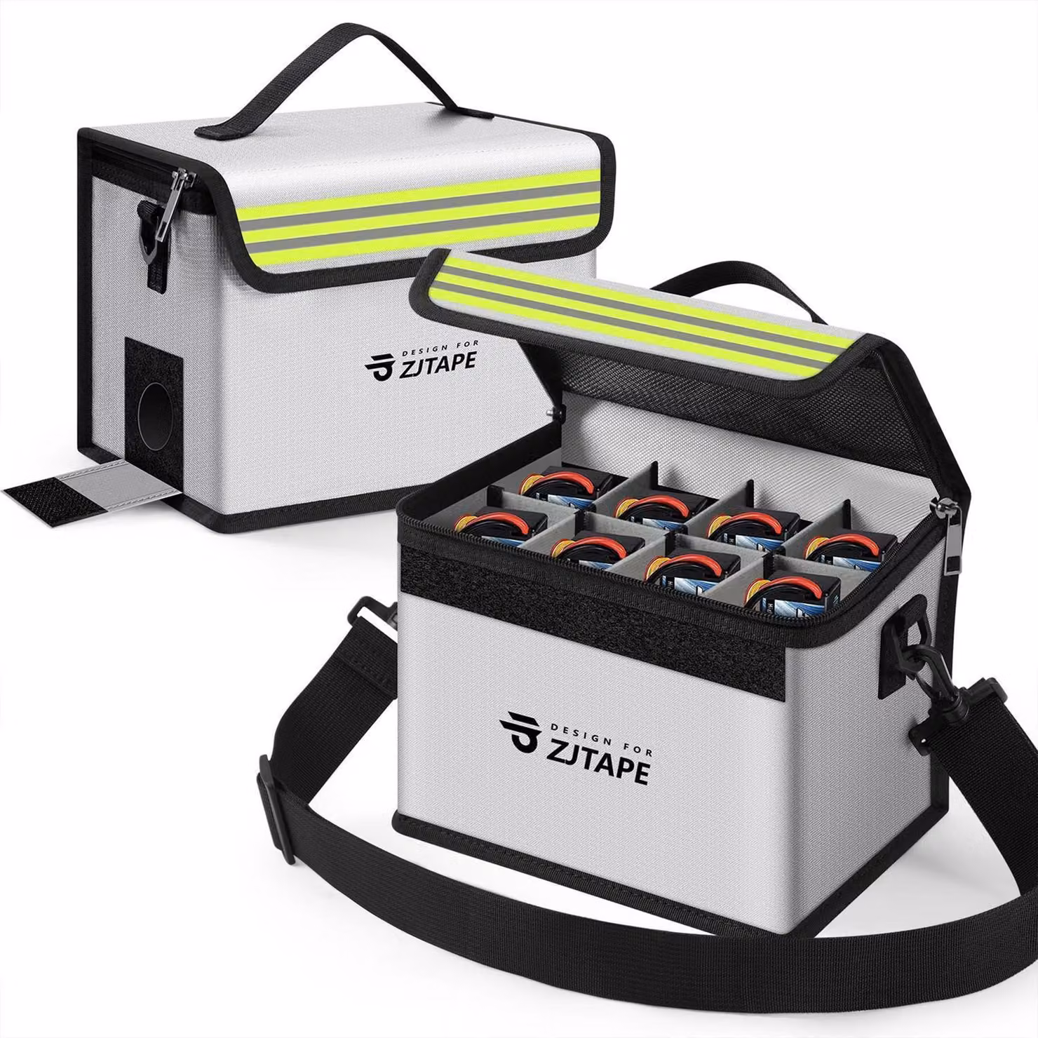 Borsa ignifuga per batterie LiPo, contenitore sicuro per esplosioni, grande capacità, colore argento, dimensioni 21x14,5x16 cm