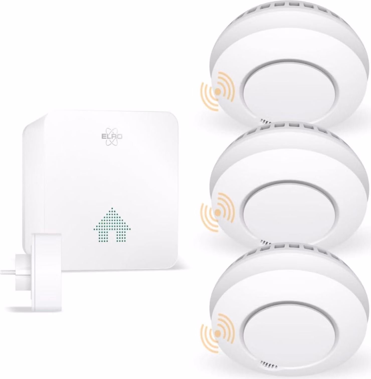 Set di 3 rilevatori di fumo collegati in rete con stazione base per il sistema Elro Connects con app