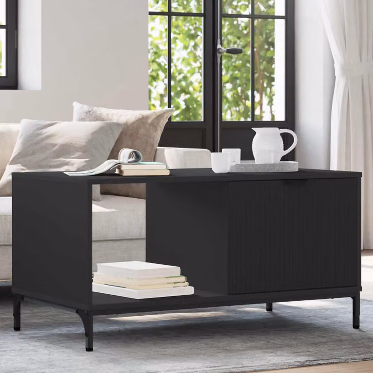 Maison Exclusive - Tavolino nero effetto rovere 90 x 49 x 46 cm Materiale ligneo