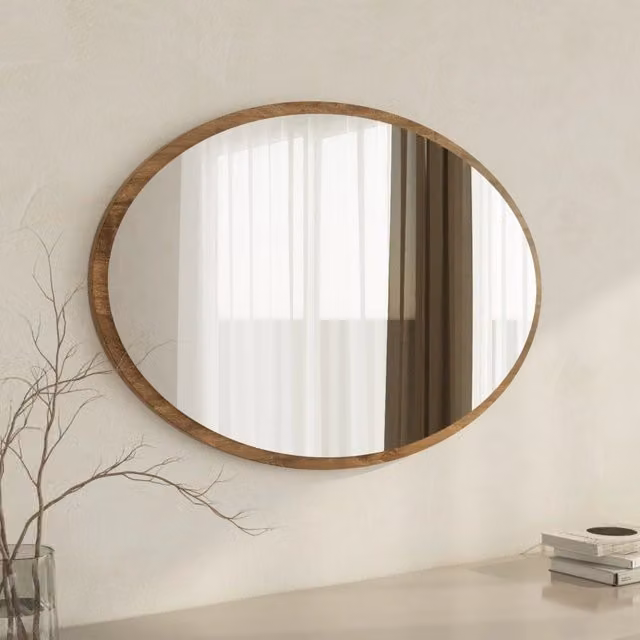 Trens, Specchio Forma Ovale, 60x90h cm Marrone Noce