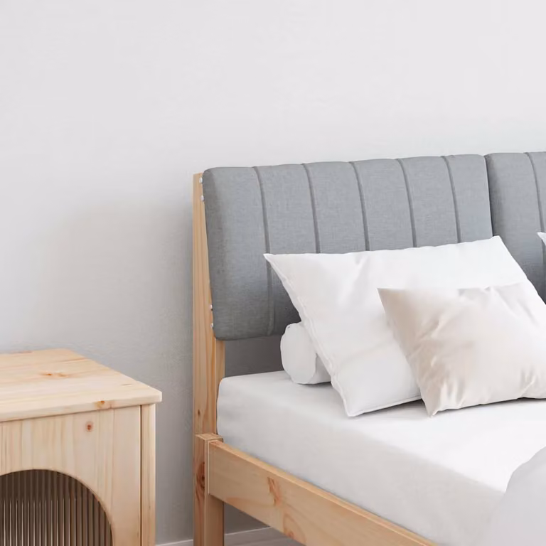 vidaXL Testiera imbottita in pino massello Grigio chiaro 120 cm