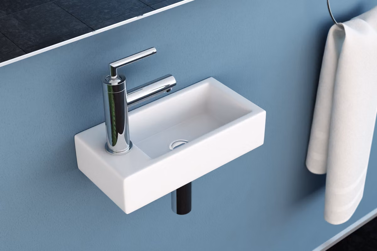NEG Uno41H lavabo sospeso extra piccolo con materiale di fissaggio Orientamento: foro per rubinetto a sinistra