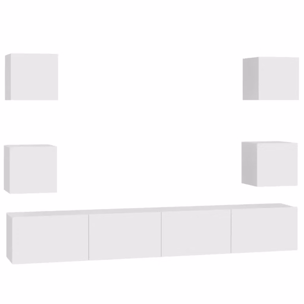 Set di mobili porta TV da 6 pezzi vidaXL in legno multistrato bianco per soggiorno moderno – 2