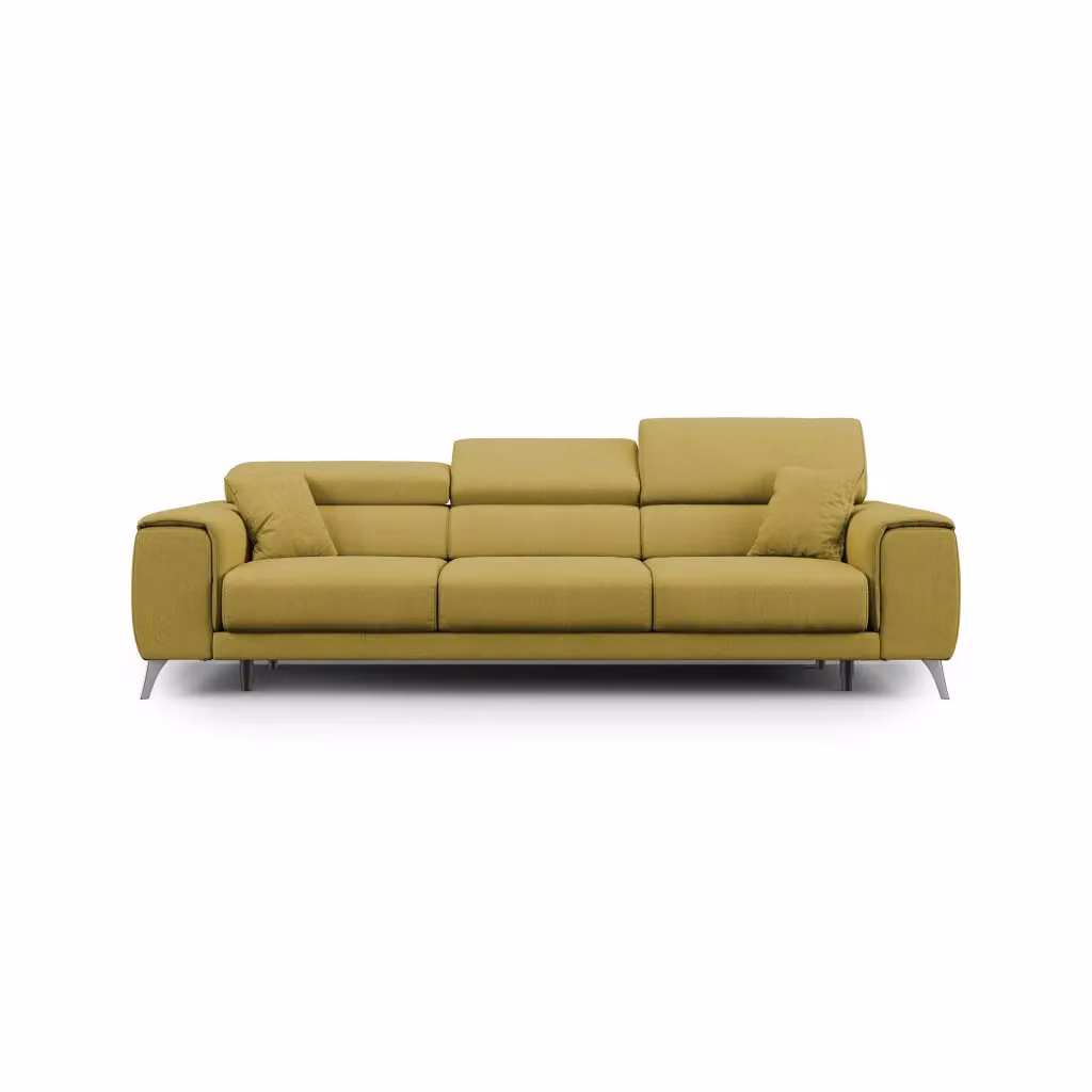 Divano Fusion Divani.Store con 3 sedute allungabili in tessuto smacchiabile giallo L: 260 cm – 2