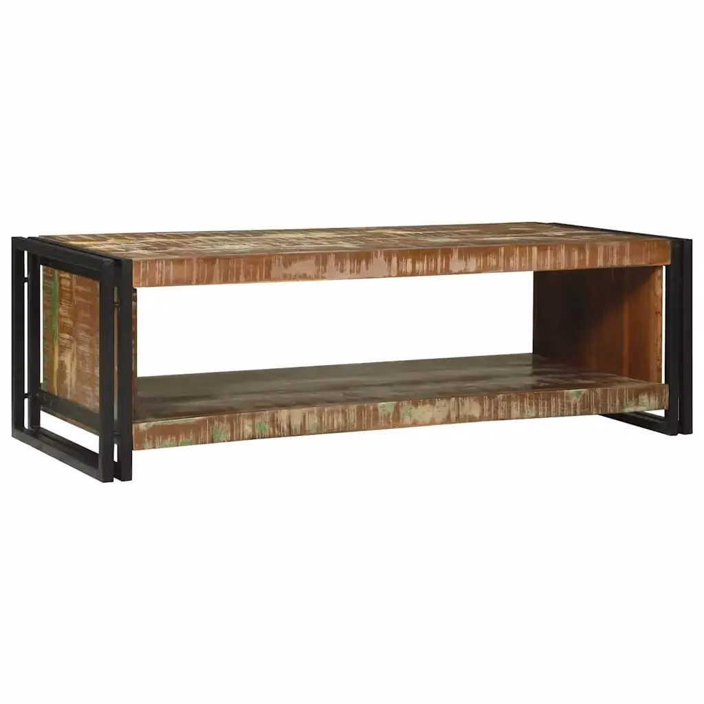 Tavolino da salotto rettangolare vidaXL in legno massello riciclato marrone L: 120 cm, P: 50 cm, H: 38 cm – 2