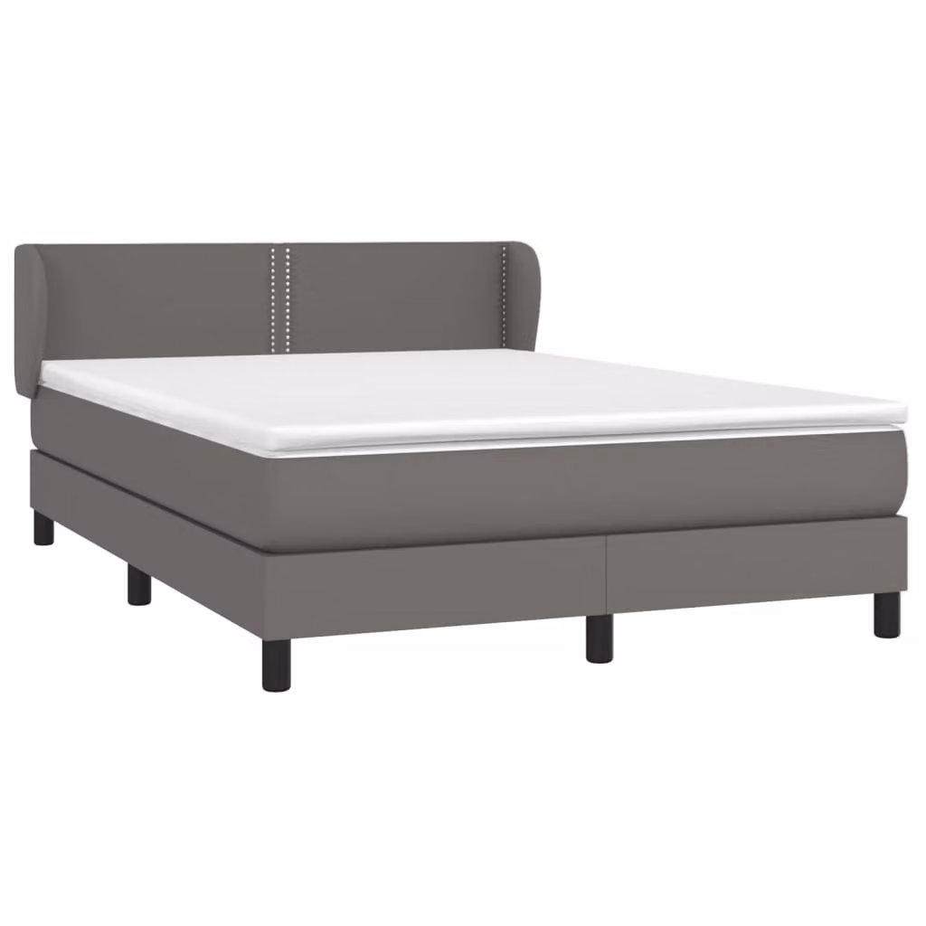 Giroletto a Molle con Materasso Grigio 140x200 cm in Pelle finta