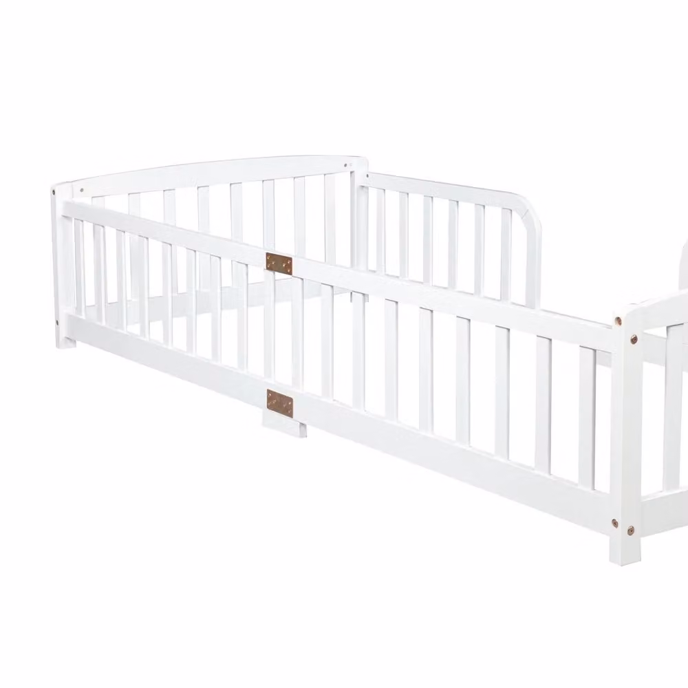 Letto da pavimento Minimal in legno di pino bianco per cameretta dei bambini L/P/H: 90 x 200 x 206 cm – 2