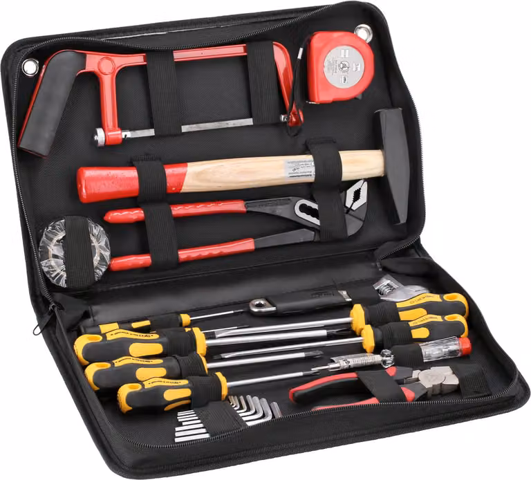 Set di strumenti, 23 pezzi, in cartella tessuto