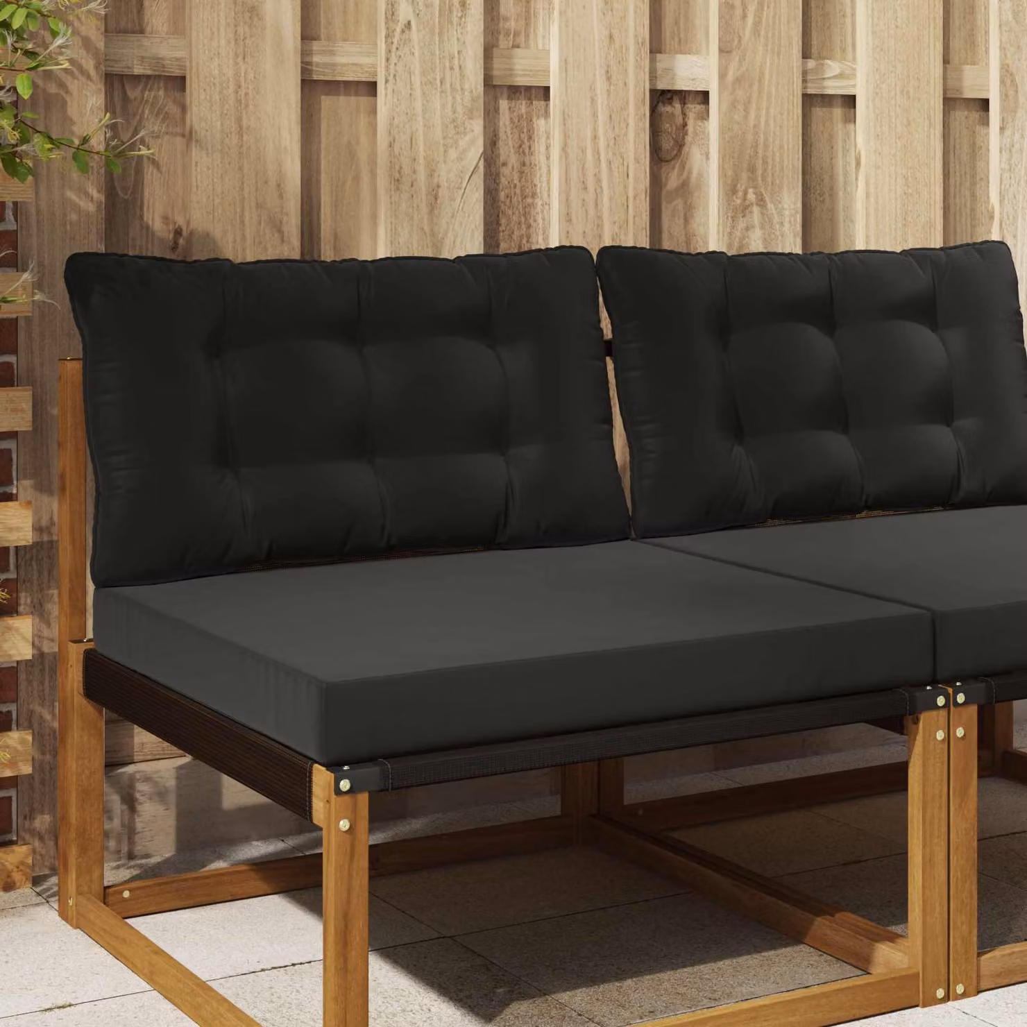vidaXL Cuscino per divano da esterno in poliestere nero L: 80 cm, P: 68,5 cm