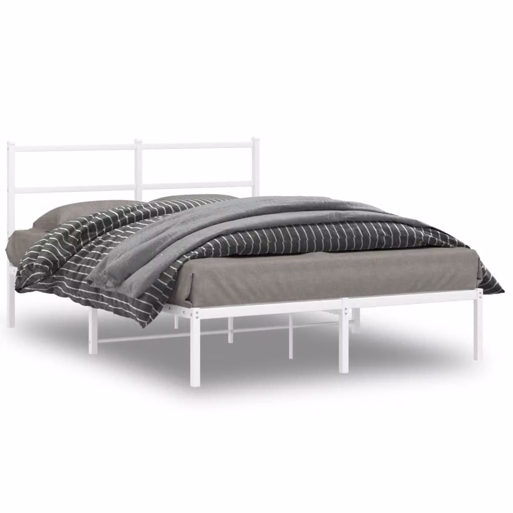 vidaXL Giroletto con Testiera in Metallo Bianco L/P: 140 x 190 cm