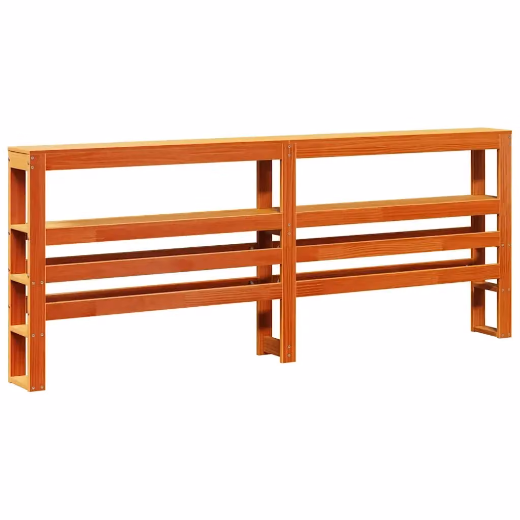 Testiera con Ripiani vidaXL in Legno Massello di Pino Marrone Cera L: 200 cm, P: 200 cm, H: 82 cm – 2