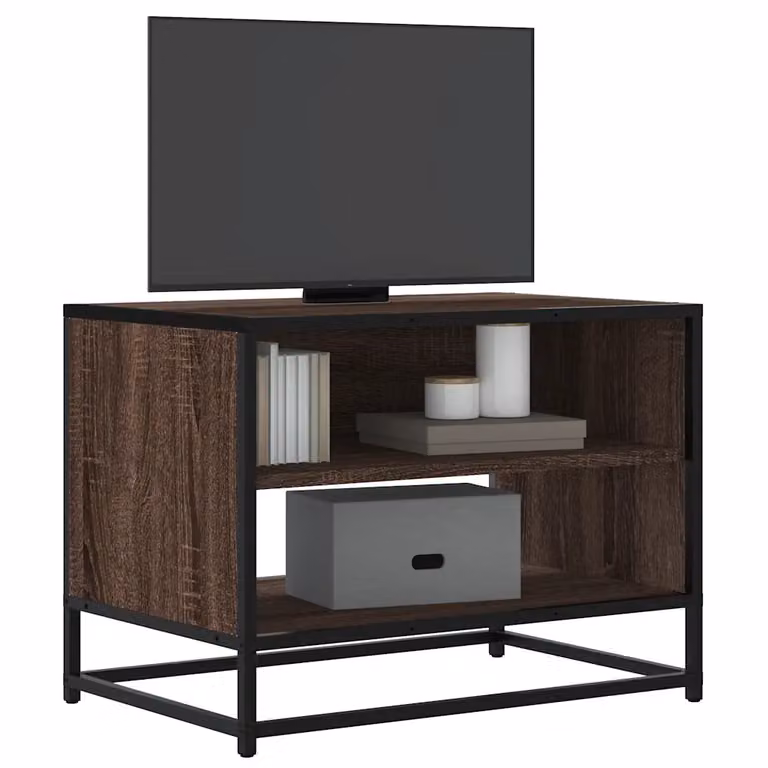 Mobile TV vidaXL in stile industriale in legno e metallo, Marrone, L 61 cm x P 40 cm x H 46 cm