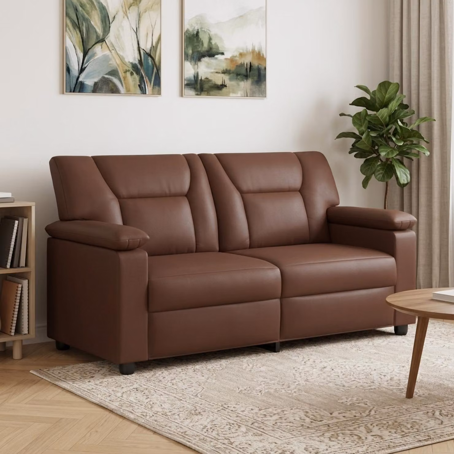 Divano moderno vidaXL in similpelle marrone con struttura in metallo per il tuo soggiorno L: 171 cm, P: 85 cm, H: 93 cm