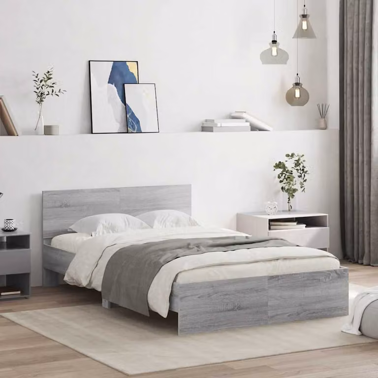 vidaXL Giroletto con Testiera Grigio Sonoma L/P/H: 200 x 120 x 70 cm