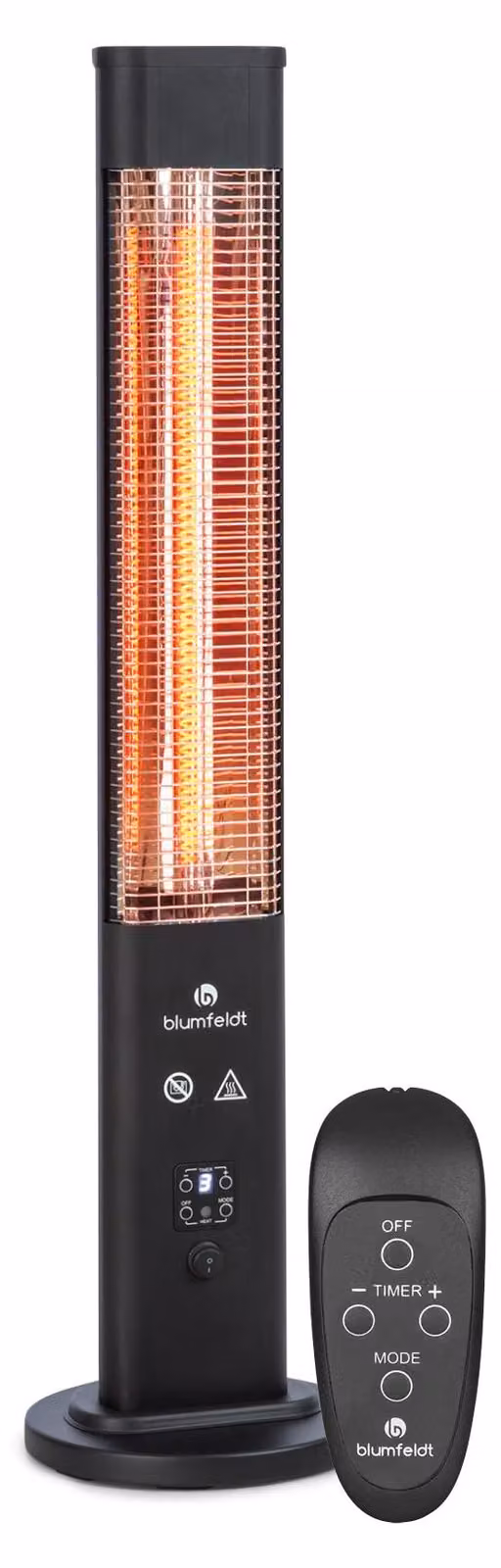 Riscaldatore a infrarossi a torre - 1200 watt di potenza termica - alluminio nero - per montaggio a pavimento