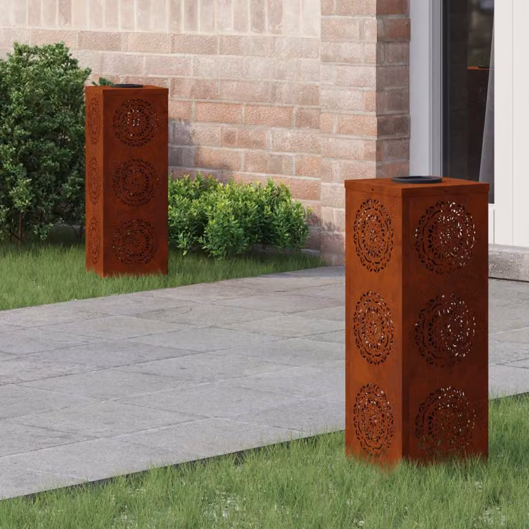 Set di 2 faretti LED solari vidaXL per sentieri e giardino, colore marrone, H x L x P: 50 x 18 x 18 cm