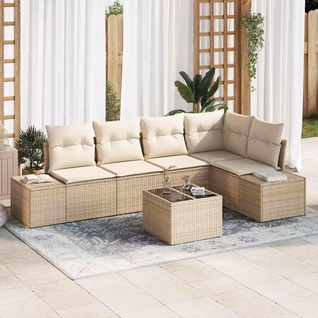 Maison Exclusive - Set Divano da Giardino Beige e Crema polyrattan