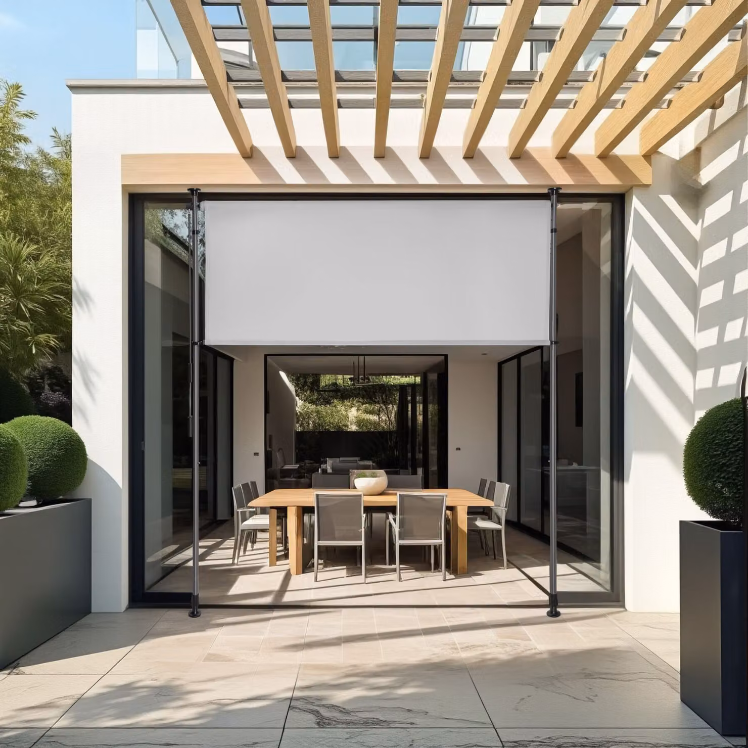 Tenda da sole tectake Taija con manovella manuale, grigio chiaro, L 310 cm x H 128 cm – 2