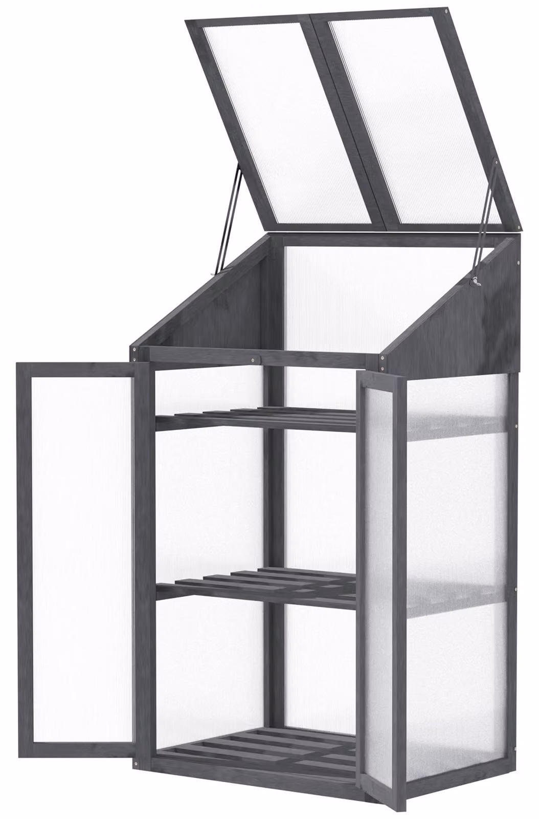 Mini serra per piante - Serra in legno | Colore: Grigio | Dimensioni: 50x70x120 cm