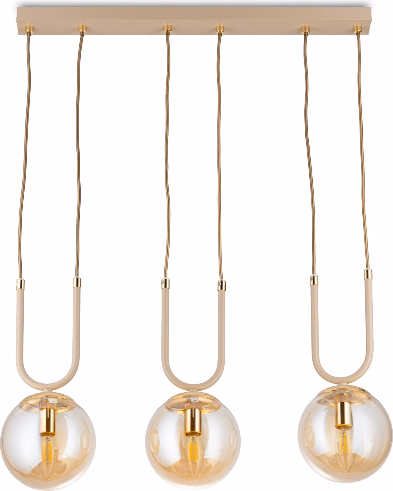 Howhomely | Lampada a sospensione - Mora - 60 Cm - Beige Con accenti dorati - Design moderno - 3 luci