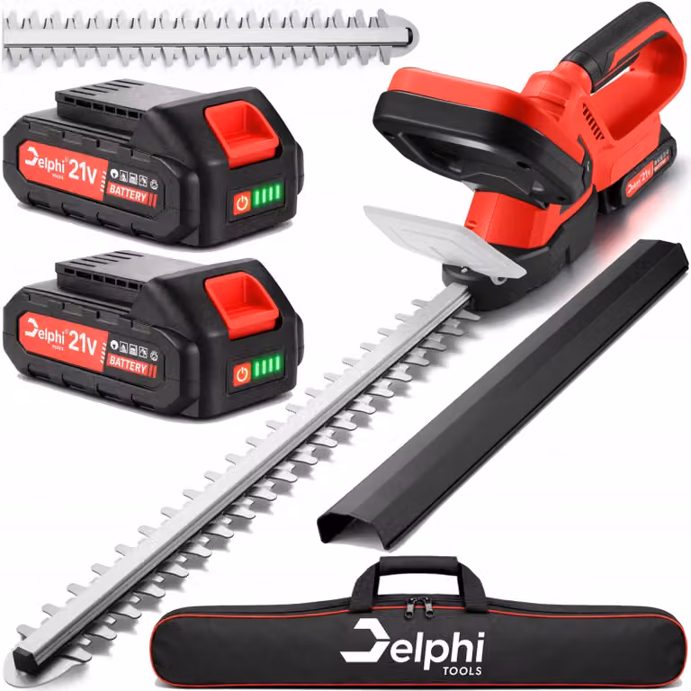 Delphi Tools - Tagliasiepi - Tagliasiepi a batteria - Forbici da giardino - Forbici per arbusti - 21 V - Lunghezza lama 51 cm