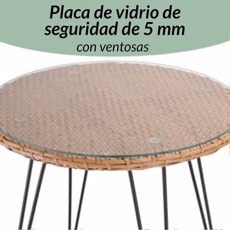 Set da balcone in rattan da 2 pezzi con cuscini, per interni/esterni