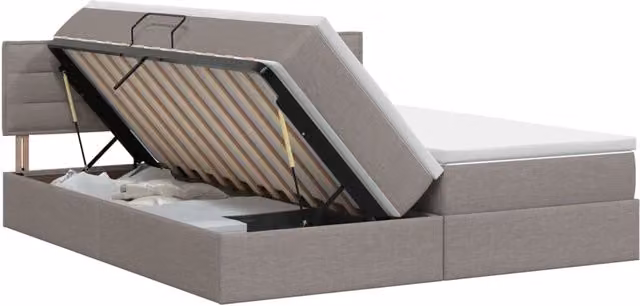 Letto con Contenitore e Testiera in Pelle Sintetica vidaXL, L/P/H: 180 x 200 x 204 cm, Colore Tortora