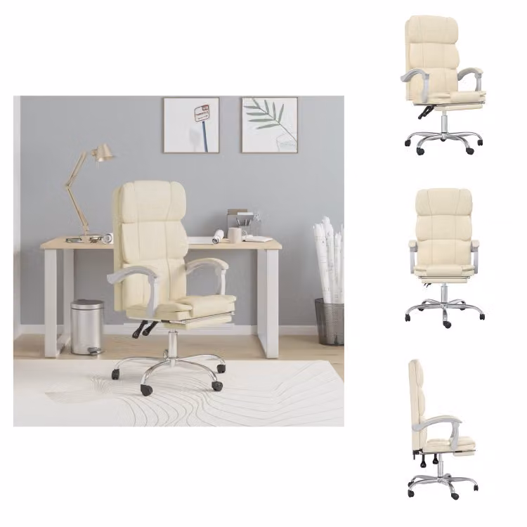 vidaXL Sedia da ufficio con funzione reclinabile in Pelle finta crema - Sedie da ufficio
