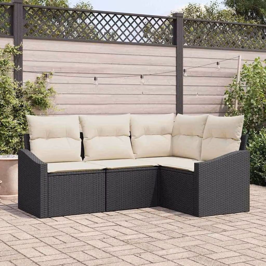 Maison Exclusive - Set di divani da esterno, 4 pezzi, colore nero [Materiale sintetico]: rattan sintetico