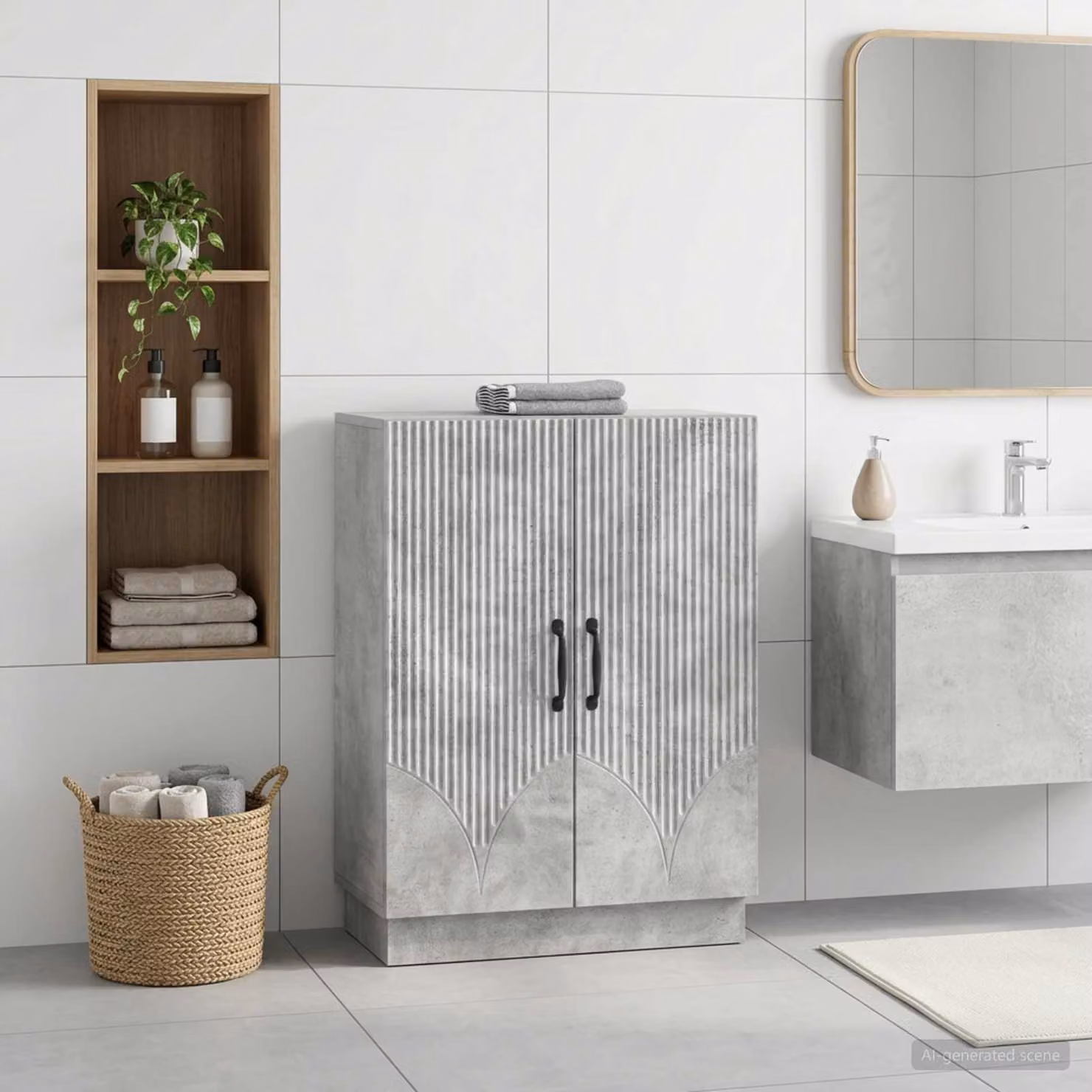 vidaXL Mobiletto da Bagno HOORN Grigio e Nero L: 59,5 cm, P: 31 cm, H: 77 cm