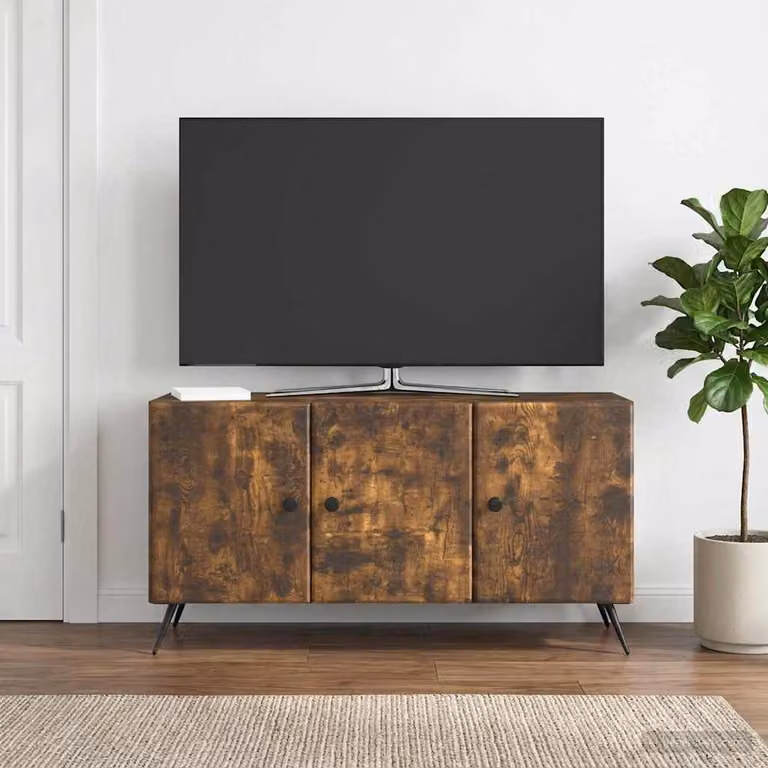 Mobile TV vidaXL in legno ingegnerizzato Rovere Fumo, L 99 cm x P 34,5 cm x H 50 cm