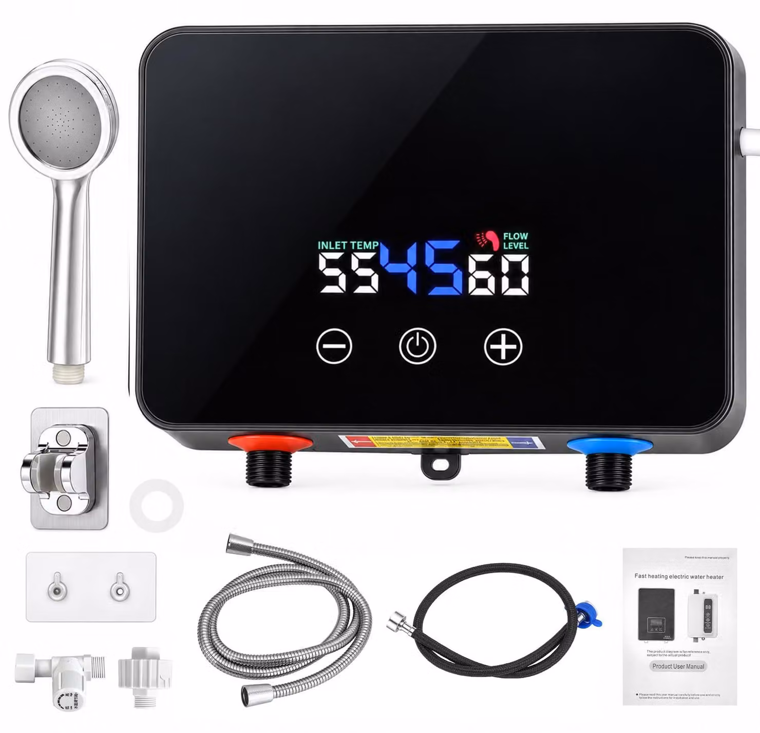 Scaldabagno istantaneo, 3500 W, modello mini, portatile, con display e protezione IPX4