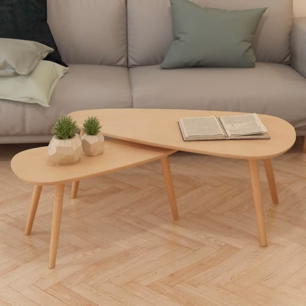 Maison Exclusive - Set di 2 tavolini da salotto in legno massello di pino marrone