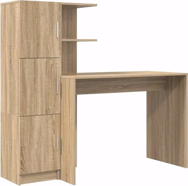 Set di 2 Scrivanie da Ufficio Moderne in Rovere, Colore Marrone